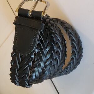 New womens braided leather black belt size M/L